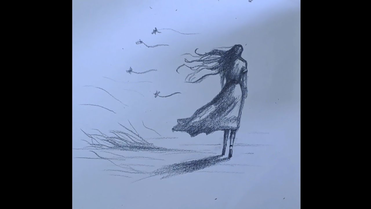 Cómo dibujar una mujer caminando en el viento