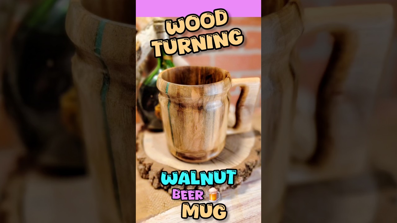 Wood turning Walnut Beer Mug 🍺 🍻. #woodturning #woodworking #diy