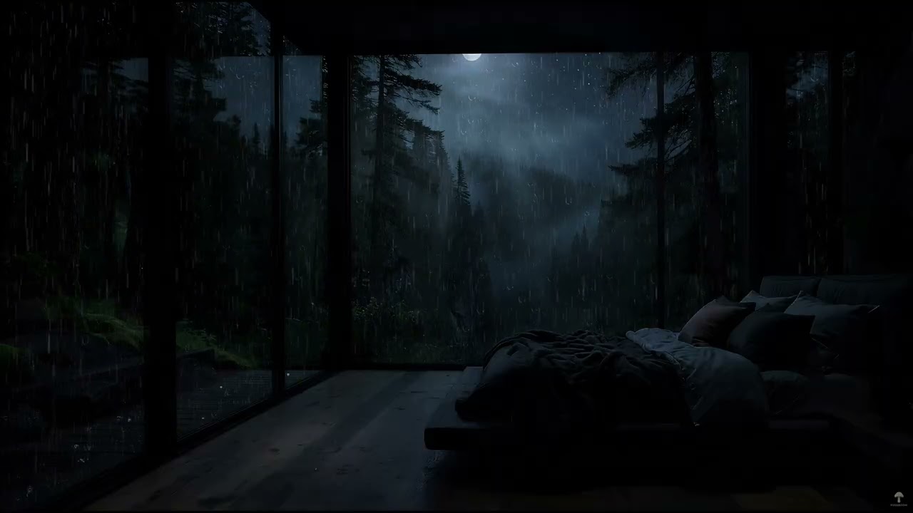 Alone in a Cozy Forest Bedroom While It Rains All Night