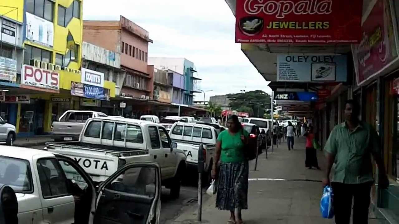Lautoka, Fiji, city center downtown July 24, 2012, authentic/real-time soundtrack