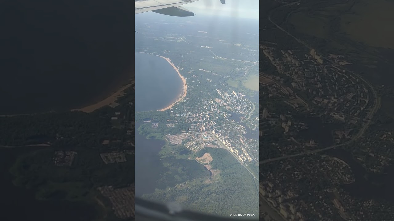 Заход на посадку Санкт Петербург. Пролетая Ладогу, Девяткино, Парнас, Сестрорецк, Ломоносов...