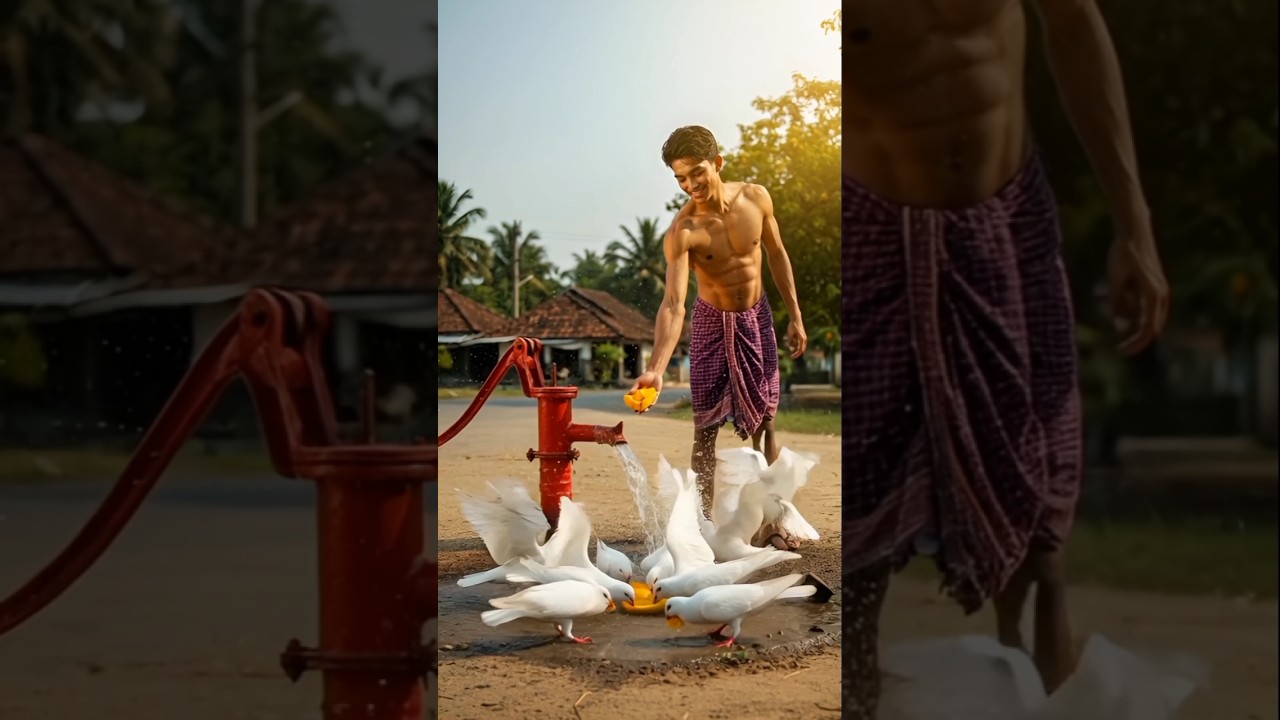 A farmer install the hand pump tap for weak pigeon 😭 #ai #farmer #pigeon