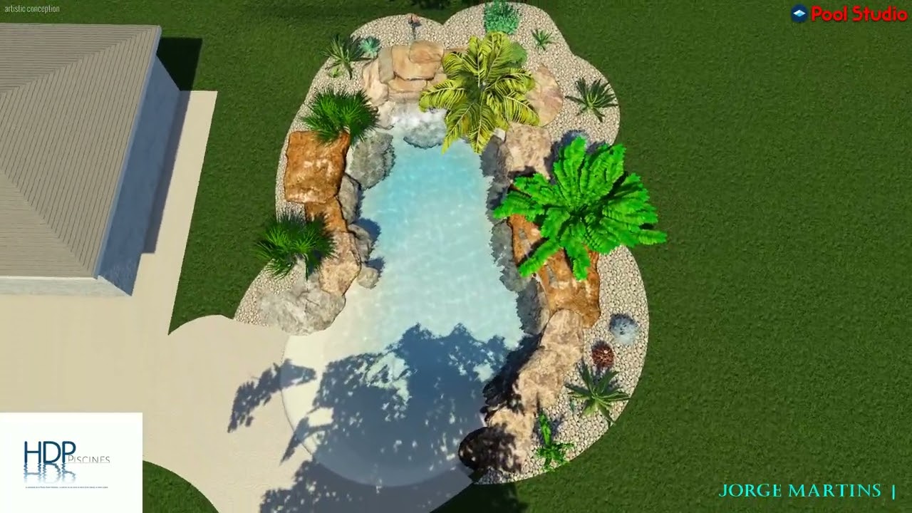 PISCINE LAGON ET FAUX ROCHER