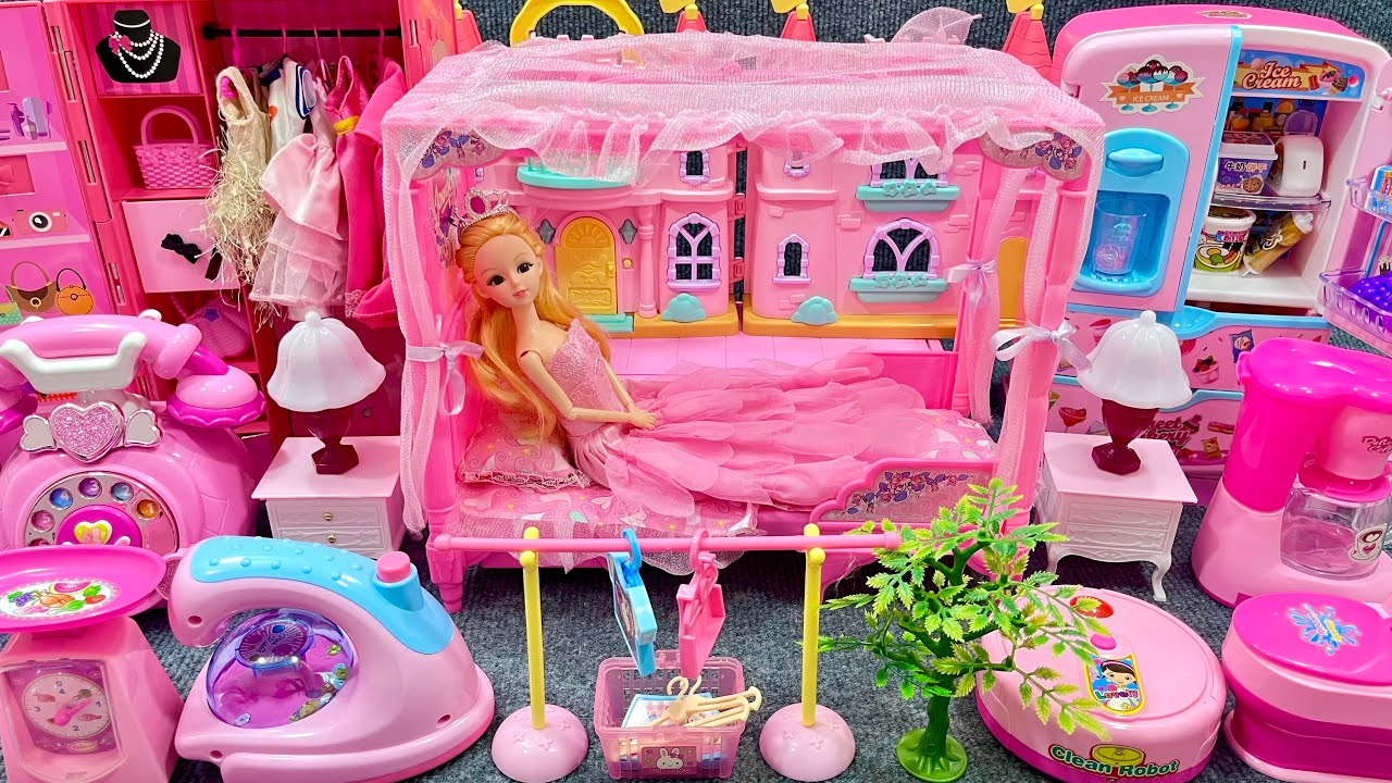 12 Minutes Satisfying with Unboxing Barbie Princess Pink House, Rock Bed Play Set Review Toys | ASMR