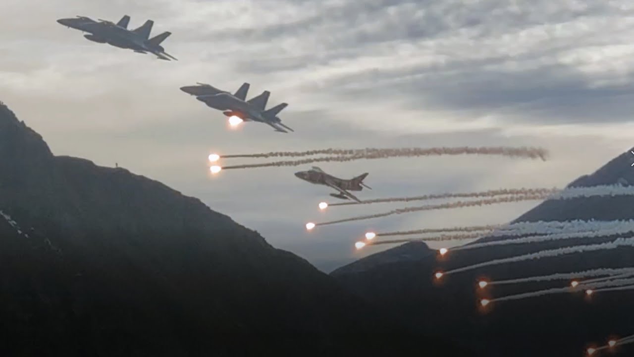 AXALP Fliegerschiessen -The Swiss Air Force shows its ability in an alpine environment.