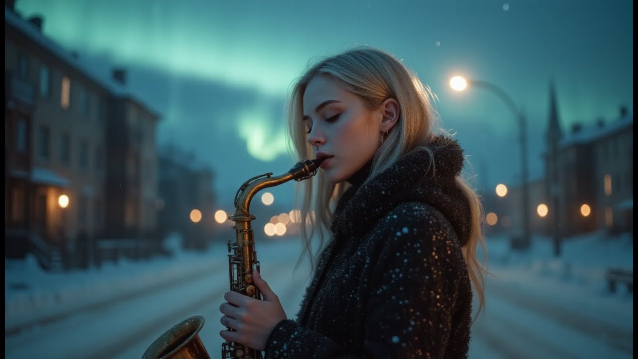 10+ Hours Calm Saxophone | Midnight Focus Under Northern Lights