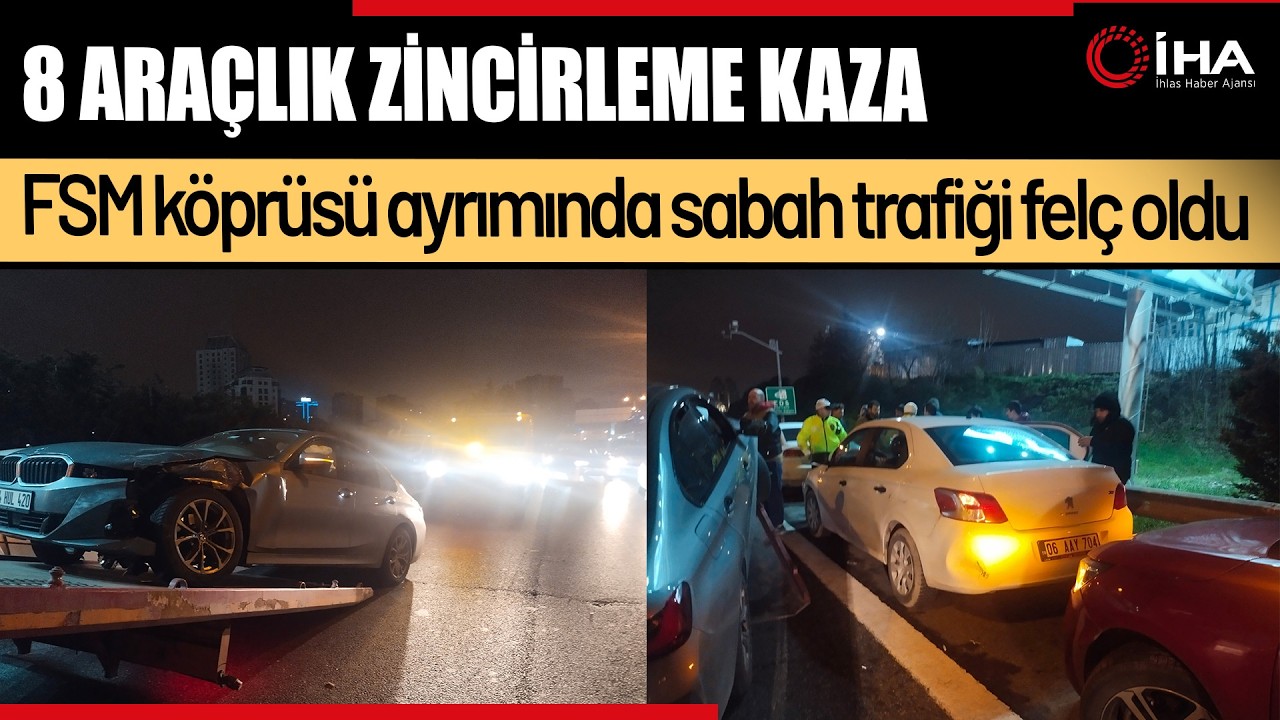 TEM'i kilitleyen 8 araçlı zincirleme kaza