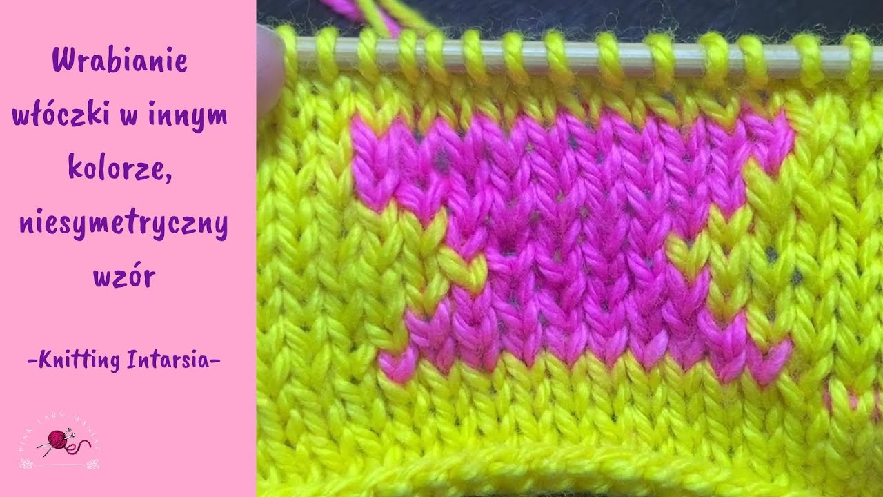Wrabianie włóczki w innym kolorze niesymetryczny wzór || Knitting Intarsia