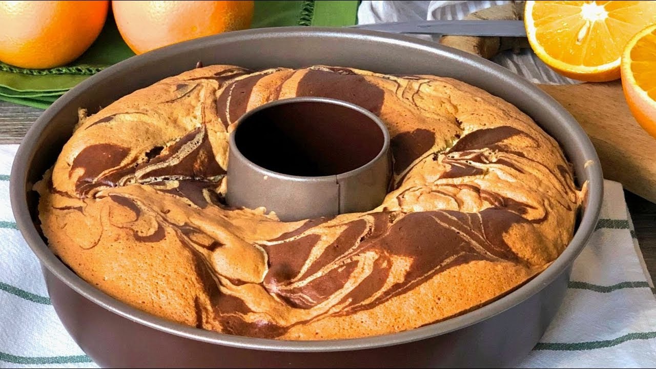 Bizcocho marmolado de naranja. SUPERESPONJOSO