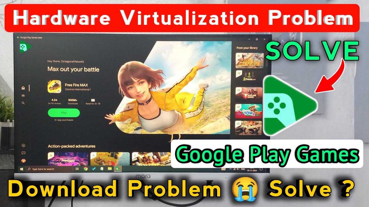 Google Play Games Se Free Fire Max Download Problem Solve | Hardware Virtualization Problem PC Me