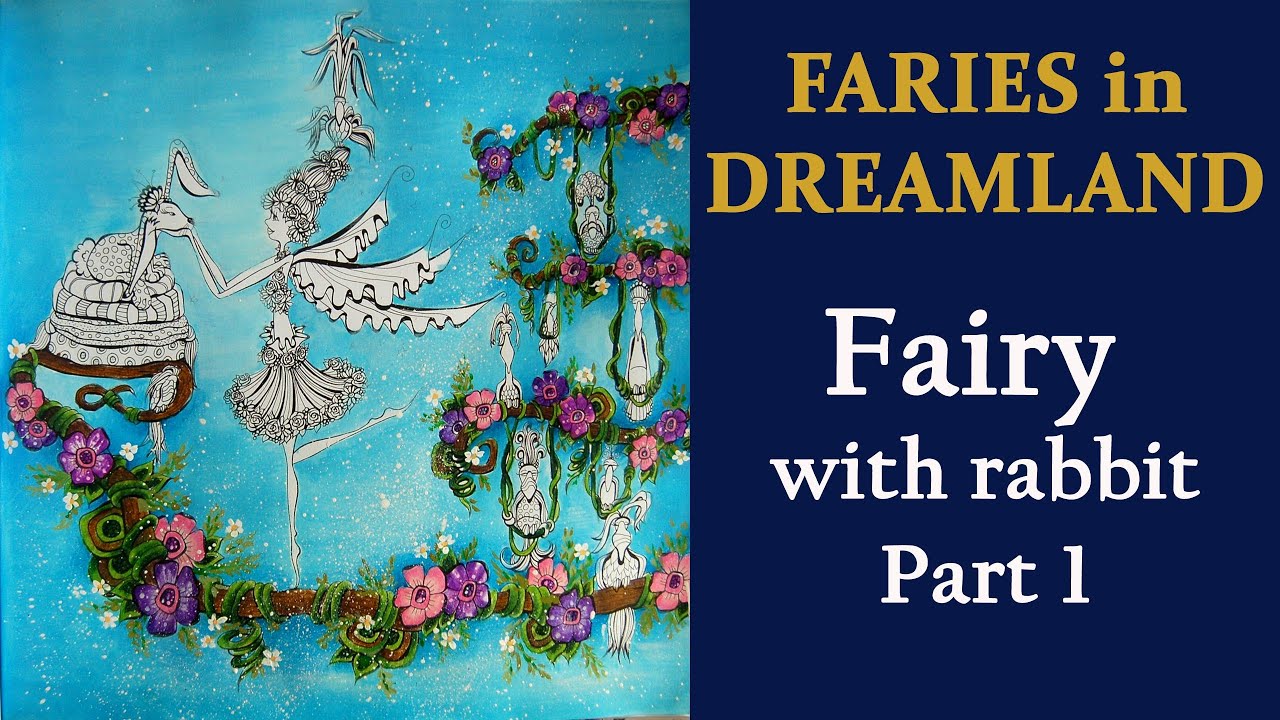 Fairy with rabbit. Part 1 #Coloring in 'Fairies in Dreamland' #adultcoloring #раскрашиваю #раскраска