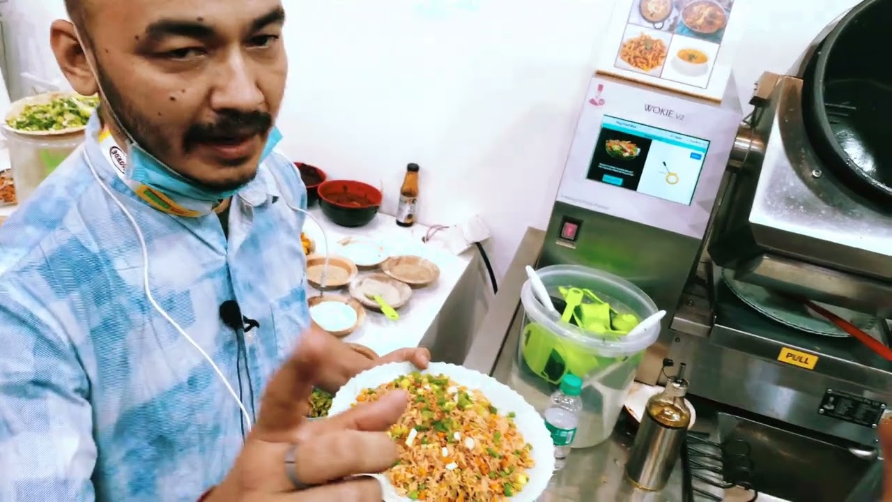 Wokie Demo Live At Aahar 2022 Exhibition !! Food Made With Machine | Fried Rice Demo Cooking