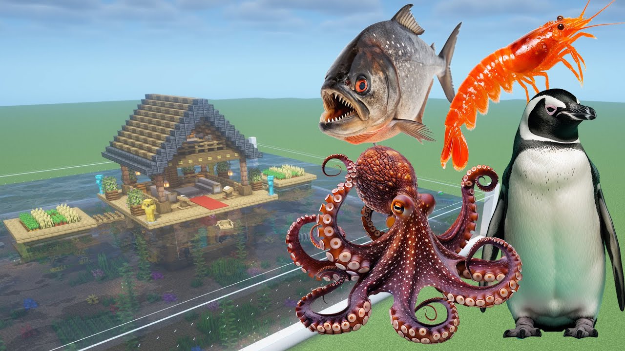 How To Make an Octopus, Shrimp, Penguin, and Piranha Farm in Minecraft PE