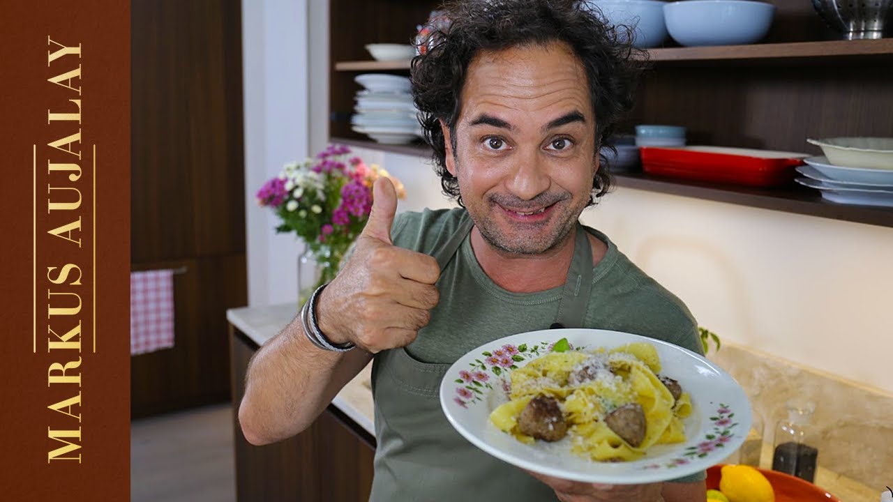 Kalvköttbullar med pesto och pappardelle | Markus Aujalay