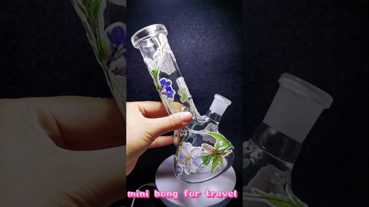 Real Flower Beaker Bong  Purple Floral & Greenery