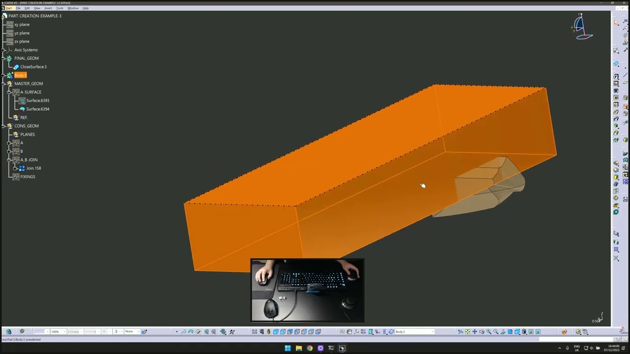 3DConnexion CADMouse,  SpaceMouse | CATIA surface to solid workflow example