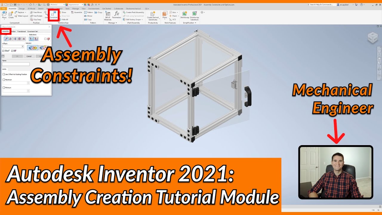 Assembly Constraints - Autodesk Inventor Assembly Tutorial | Autodesk Inventor 2021 IN DEPTH