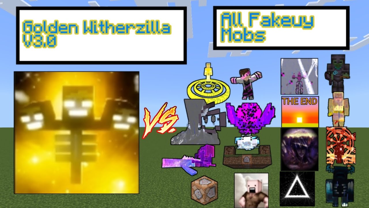 GOLDEN WITHERZILLA vs ALL FAKEUY MOBS!