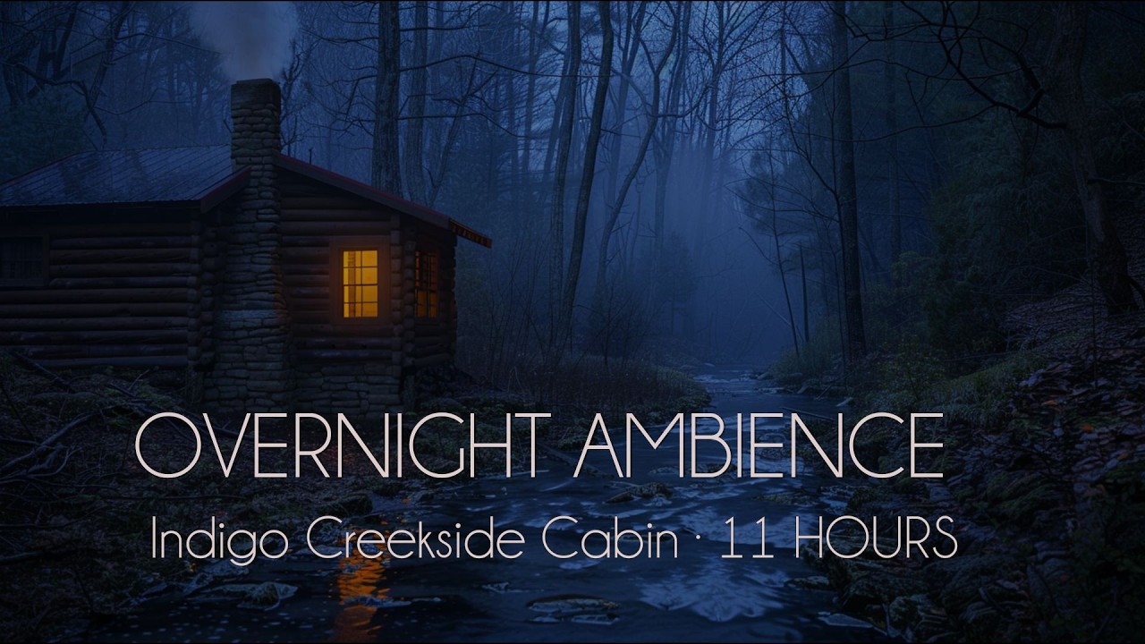 Indigo Creekside Cabin · 11 HOURS | Quiet Night Ambience Black Screen