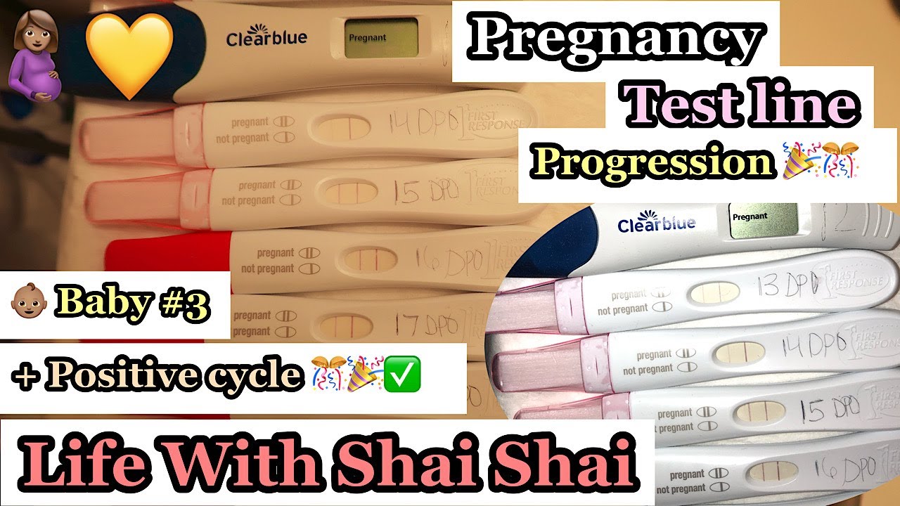 FIRST RESPONSE POSITIVE PREGNANCY TEST LINE PROGRESSION ! *CYCLE 5* *BABY #3* |LIFE WITH SHAI SHAI|