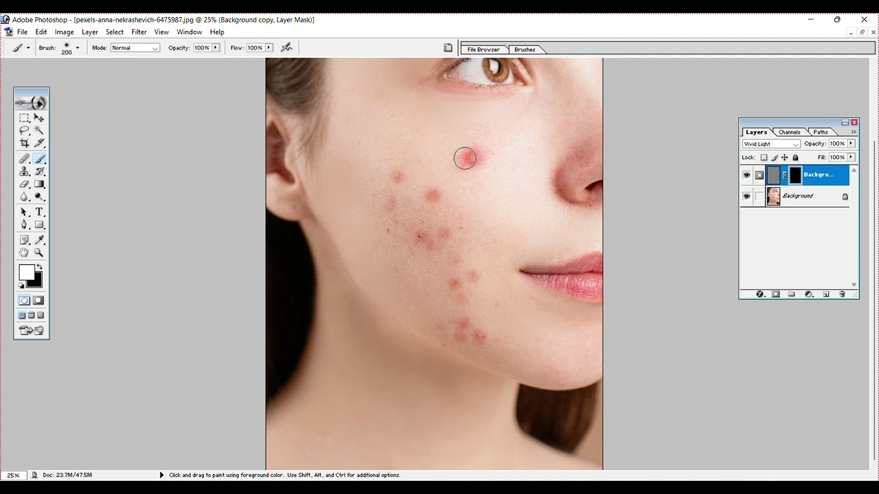 Photoshop 7.0 pro method for removing pimple