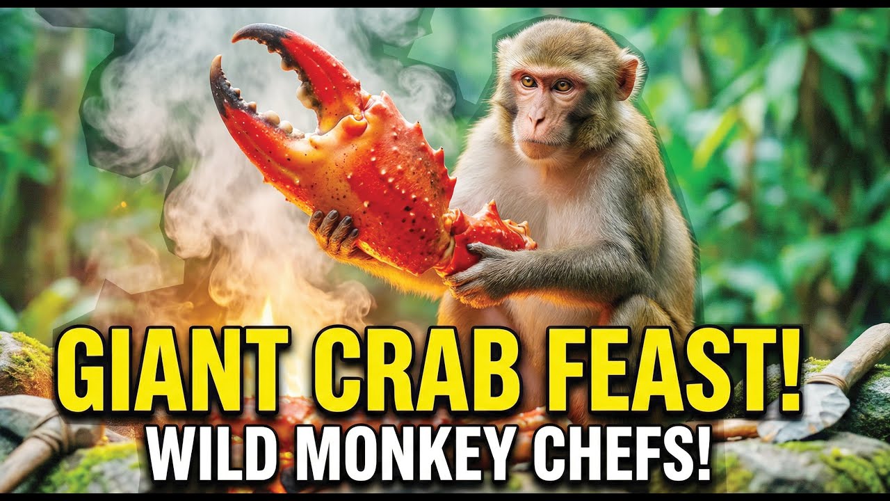 WARNING: Wild Monkeys Cook GIANT King Crab (Gone Viral)
