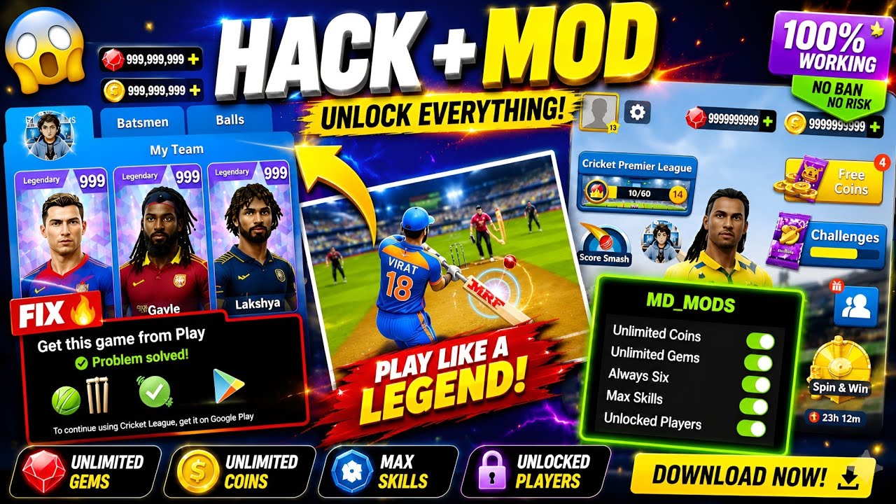 CRICKET LEAGUE MOD APK 🔥/ PLAY STORE & ROOTED DEVICE FIX⚠️❤️