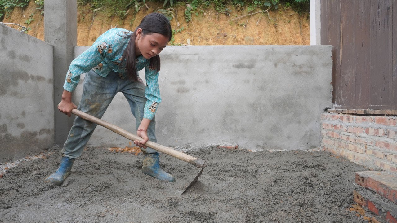Build a new life, Complete plastering the kitchen wall and pour concrete on the kitchen floor