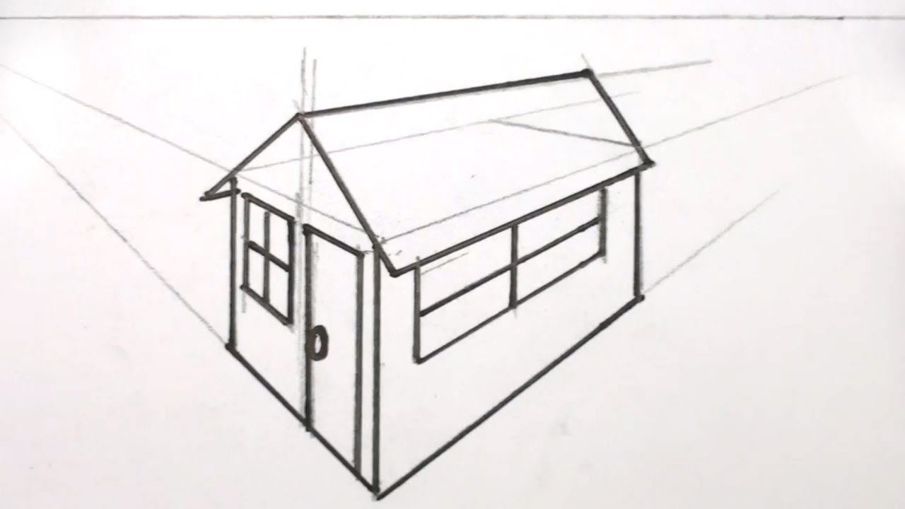 How to Draw a House 3D in Two Point Perspective | MAT