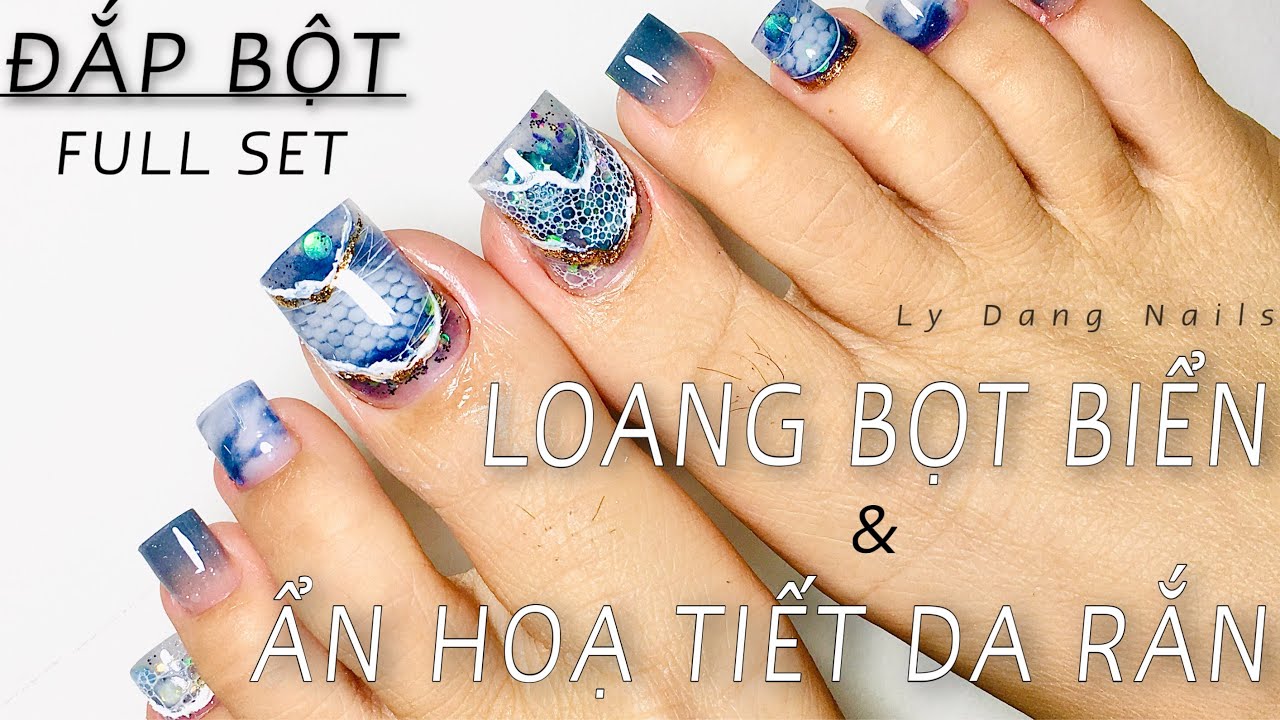 Hướng dẫn nối móng, đắp bột móng chân full set - Ẩn da rắn và loang bọt biển | Ly Đặng Nails