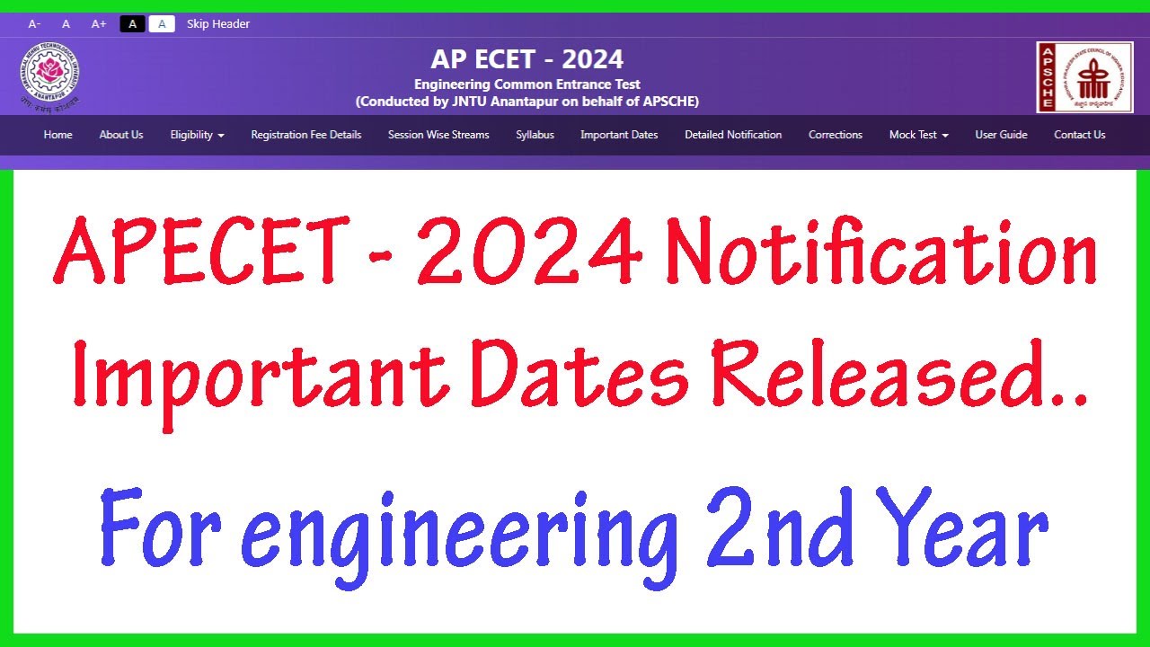 APECET &ndash; 2024 Notification and Important Dates | APECET &ndash; 2024 Notification | @SateeshVibes |