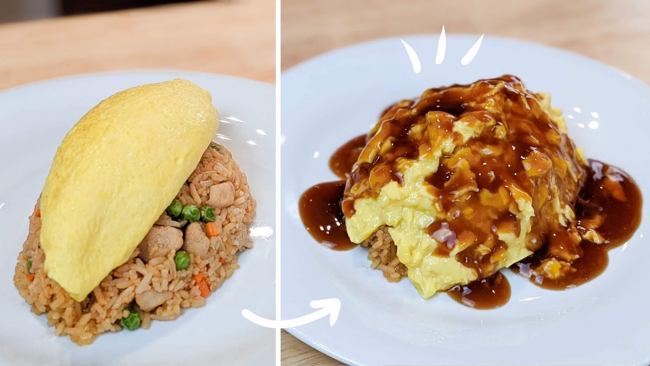COMMENT FAIRE UN OMURICE (TECHNIQUE FACILE) OMELETTE JAPONAISE SUR RIZ FRIT - HOP DANS LE WOK