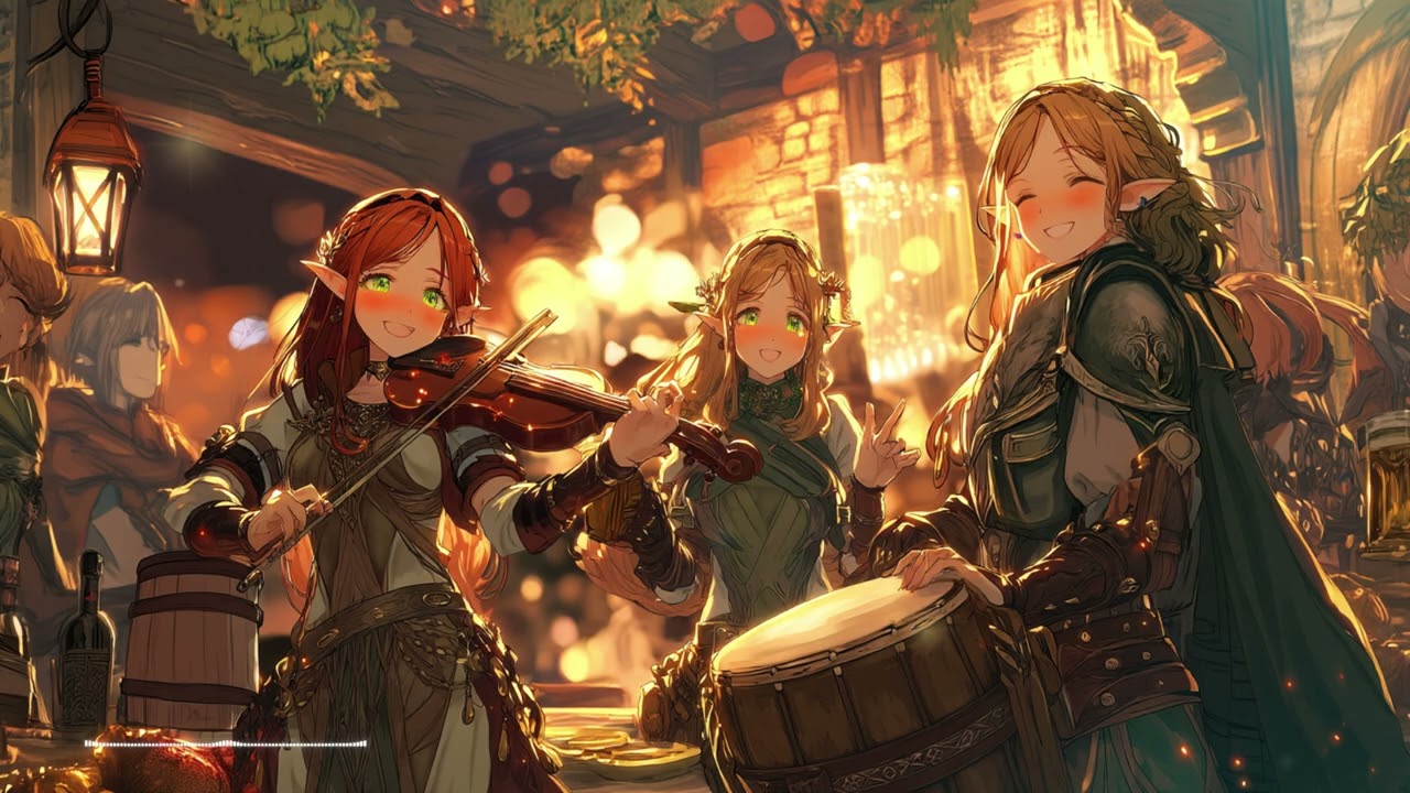 【Celtic Folk Rock】Festive Medieval Tavern Ambience | Elf Duo Playing for Adventurers &ndash; D&D BGM