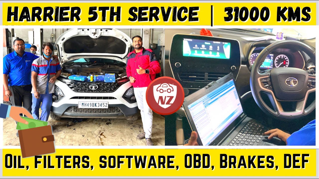 31000 Kms Harrier 5th Service | Tata Motors Service Tour & Detailed Service | Oil, Filter & Grease