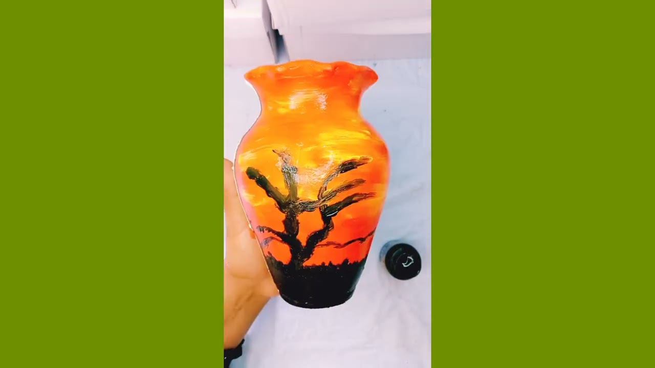 🟢Como pintar jarron de barro en simples pasos 🟢How to paint a clay vase in simple steps✍️🤜🤛