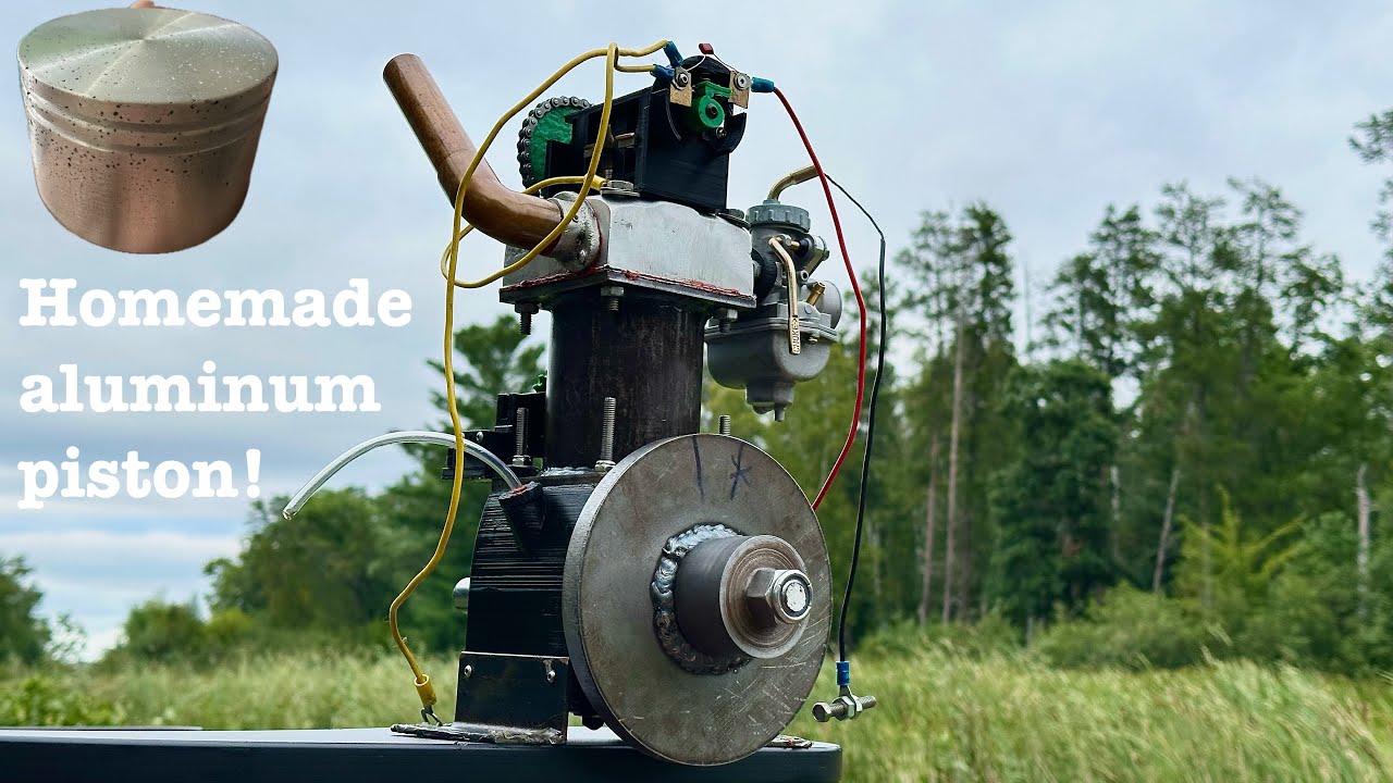 Homemade engine gets Aluminum piston! Technology from a Top Fuel Dragster!