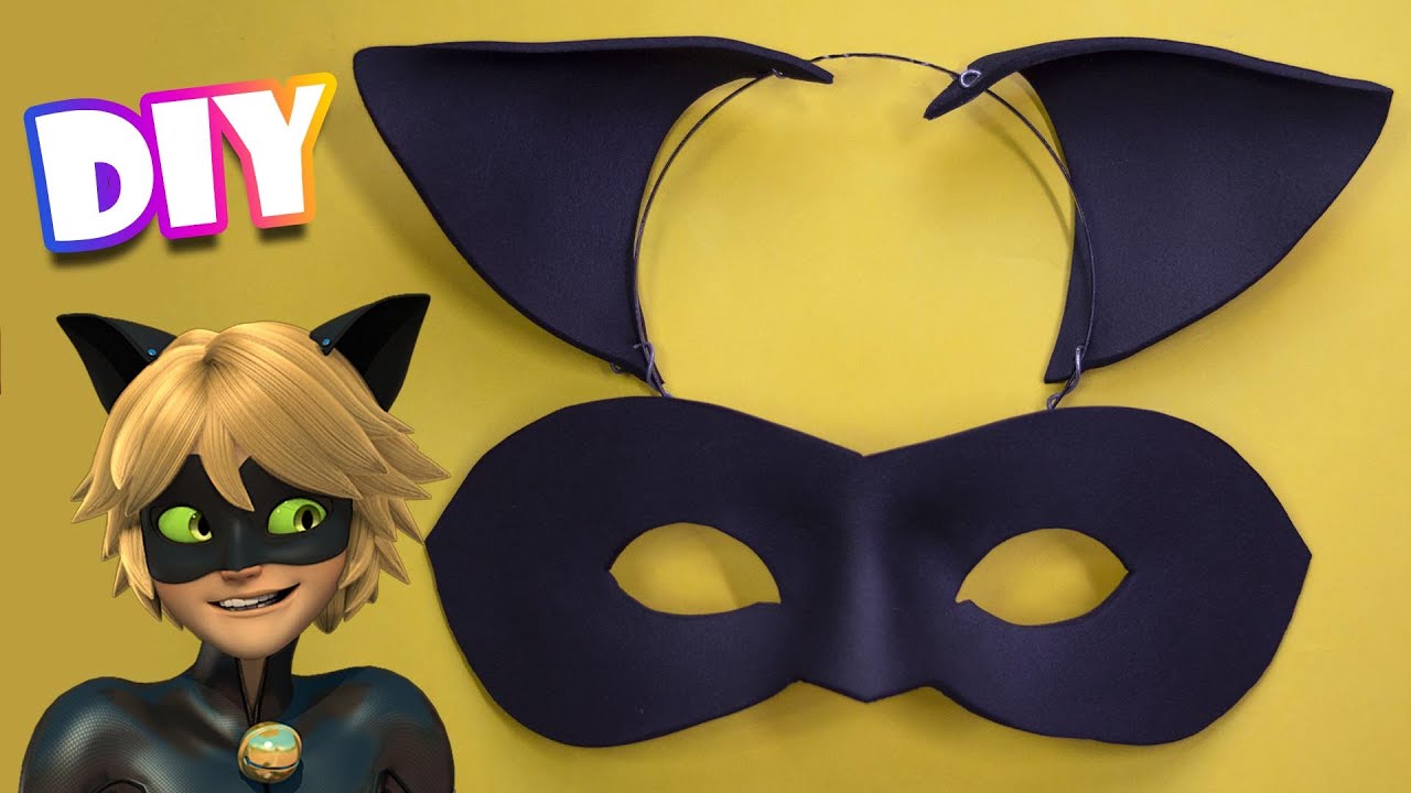Como fazer Máscara e Orelhas CatNoir - Miraculous Ladybug Cosplay Tutorial