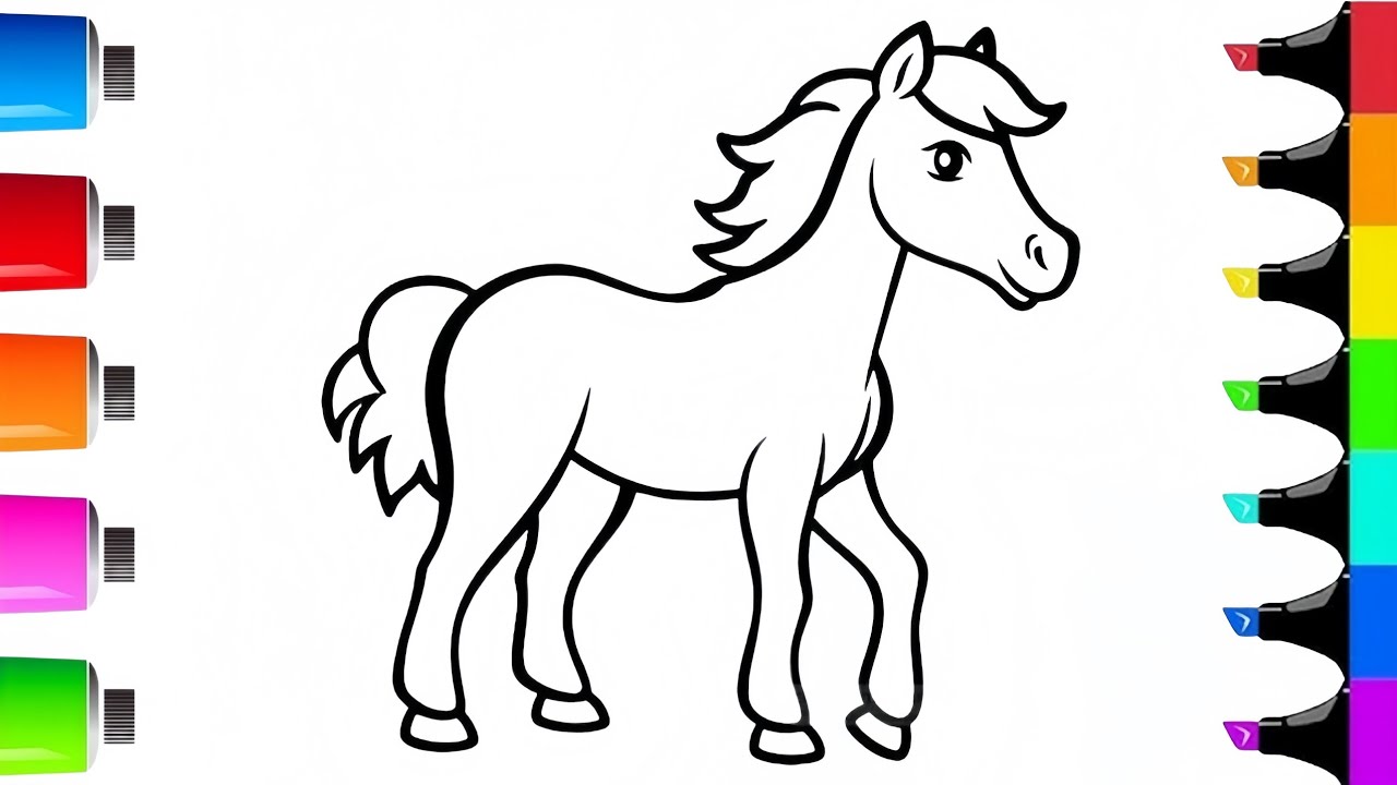 Horse 🐴 Coloring Tutorial || Step By Step Easy Drawing And Coloring 🌈
