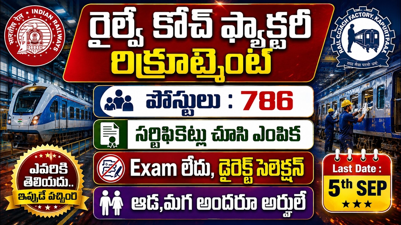 రైల్వే శాఖ భారీ నోటిఫికేషన్ విడుదల | Railway Rcf Recruitment 2026 |Latest jobs in telugu |Job Search