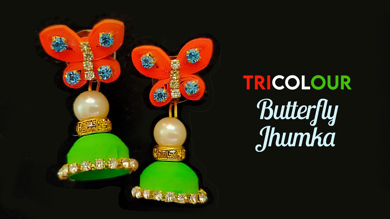 Quilling Earrings Butterfly Jhumka Design 🇮🇳 🦋