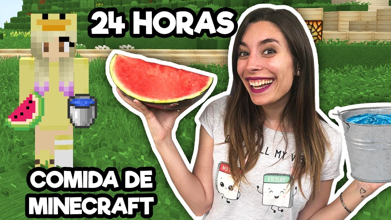 24 HORAS COMIENDO COSAS DE MINECRAFT EN LA VIDA REAL