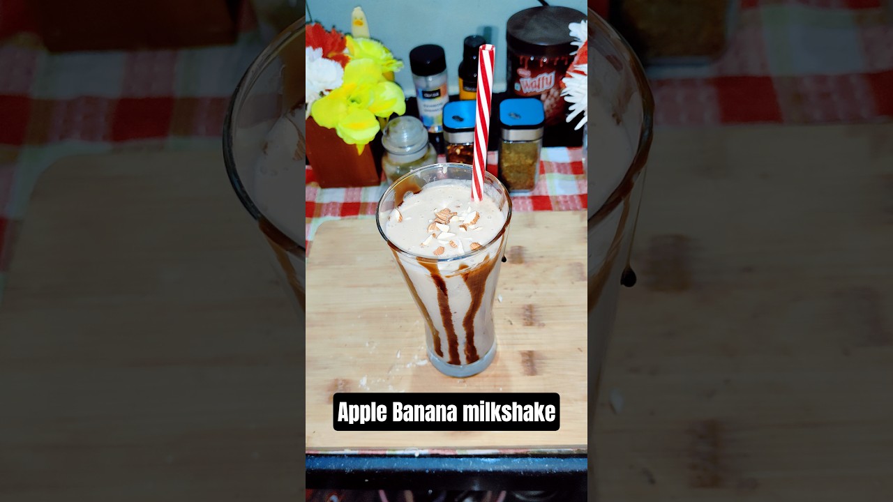 Tasty Healthy Banana apple milkshake🤤|Easy to make in home|
