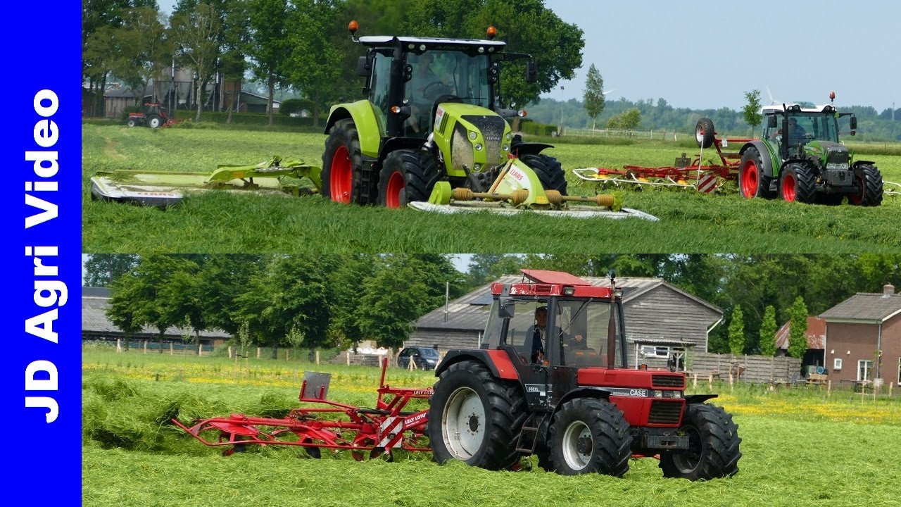 Claas Arion 530 + Case International 956 + Fendt | Gras maaien + schudden | Polinder Nunspeet | 2022