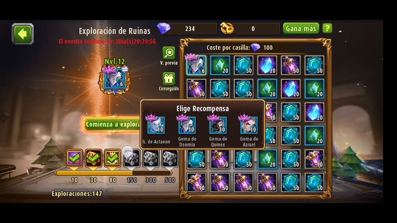 Magic Rush: Exploración intentando sacar laa gemas de Doomia.