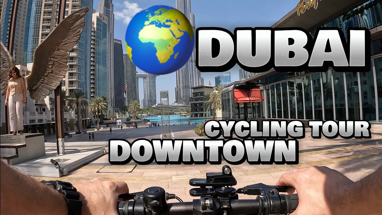 Dubai 2024 cycling tour Gopro 11 [4K] Beautiful marble road around Burj Khalifa