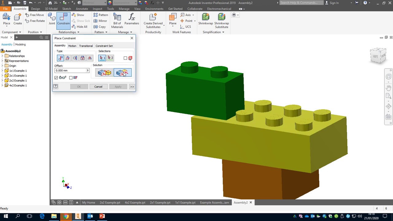 Autodesk Inventor Tutorial - Lego Brick Assembly