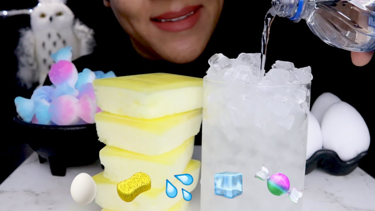 ASMR EMOJI ICE/ FAST EATING/JUST BITES @8:24