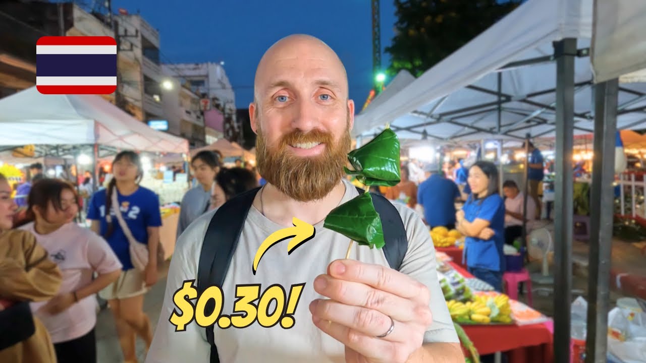 UNBELIEVABLE prices at this Thai street market! 🇹🇭 Thai food tour w/ prices in Chiang Rai (เชียงราย)