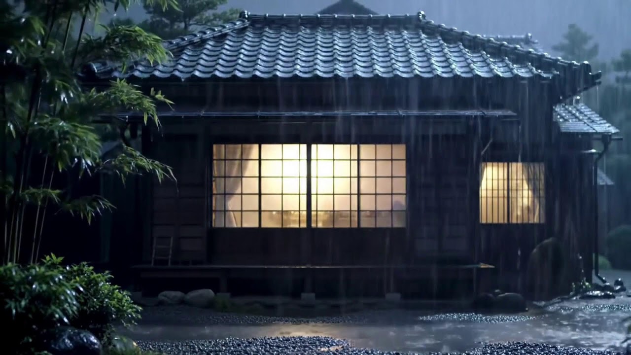 Traditional Japanese House Rain Ambience | Calm Night ASMR
