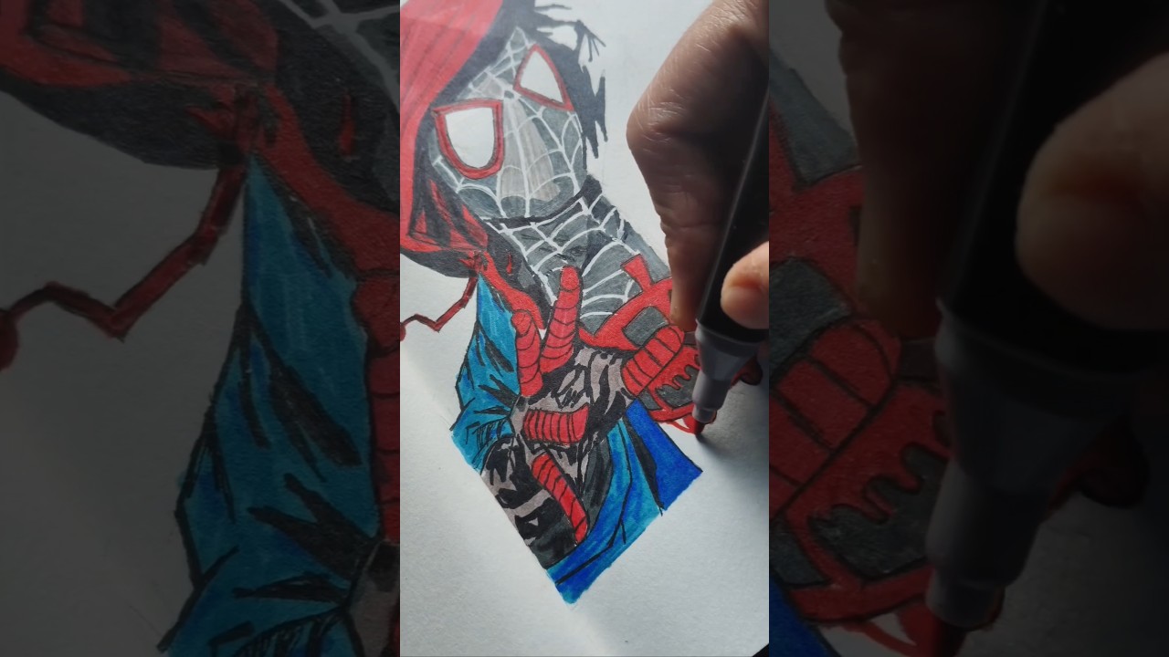 Drawing spiderman with alcohol markers 